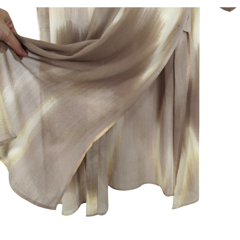 LISA RINNA Beige/Brown OMBRE Button-Down CHIFFON Long TUNIC TOP/KIMONO sz Sz L - Picture 3 of 6